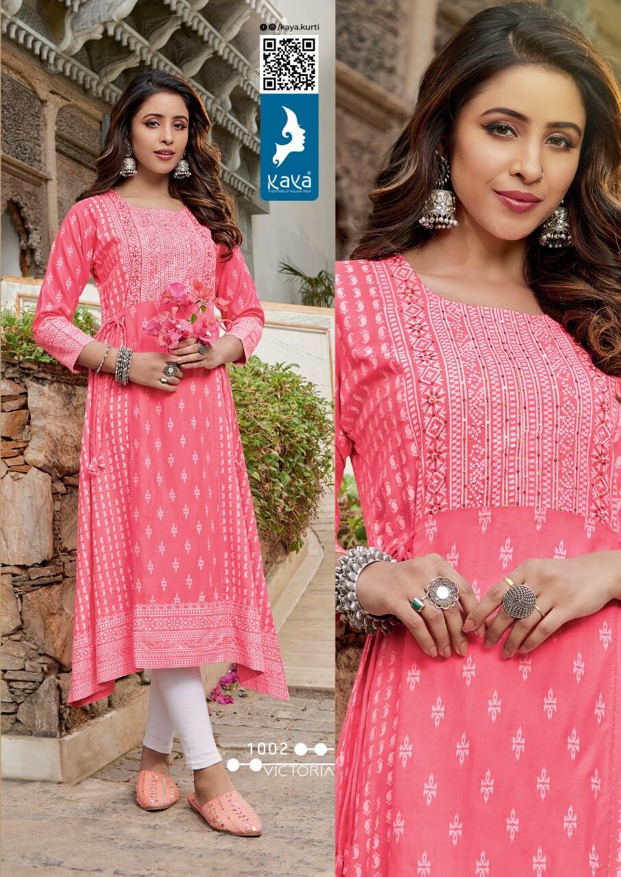 Kaya Victoria Stylish Fancy Ethnic Wear Rayon Printed Designer Kurti Collection